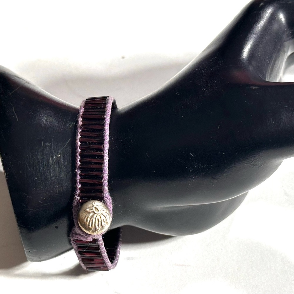 Purple Bugle Bead Whimsigoth Magical Gothic Silver Toggle Bracelet Small 6 Inch